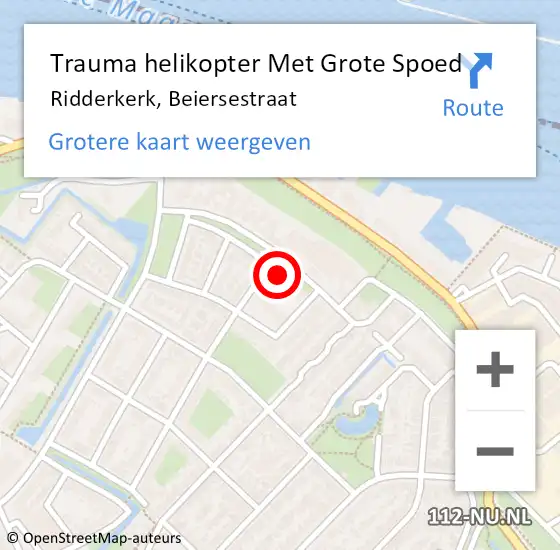 Locatie op kaart van de 112 melding: Trauma helikopter Met Grote Spoed Naar Ridderkerk, Beiersestraat op 26 november 2024 20:05