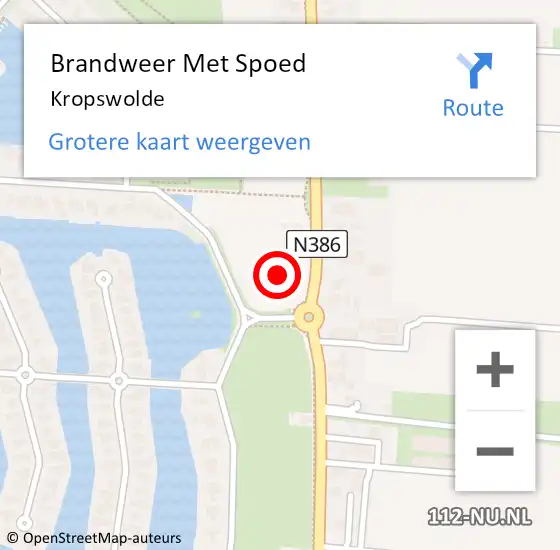 Locatie op kaart van de 112 melding: Brandweer Met Spoed Naar Kropswolde op 26 november 2024 20:07