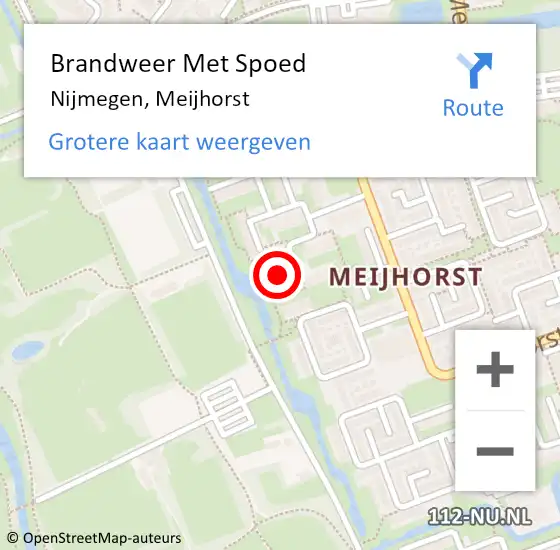 Locatie op kaart van de 112 melding: Brandweer Met Spoed Naar Nijmegen, Meijhorst op 26 november 2024 20:10