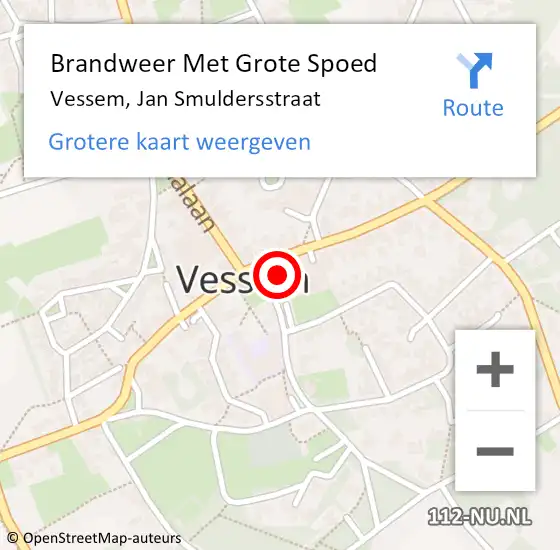 Locatie op kaart van de 112 melding: Brandweer Met Grote Spoed Naar Vessem, Jan Smuldersstraat op 26 november 2024 20:13