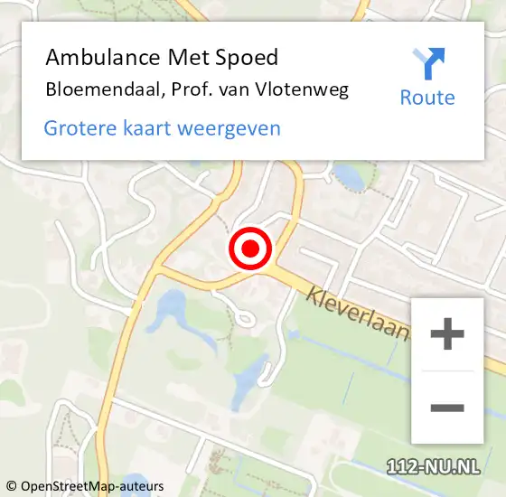 Locatie op kaart van de 112 melding: Ambulance Met Spoed Naar Bloemendaal, Prof. van Vlotenweg op 26 november 2024 20:17