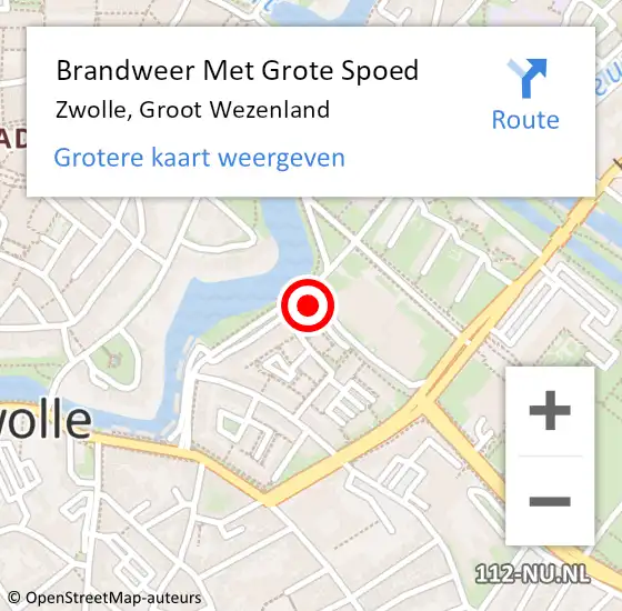 Locatie op kaart van de 112 melding: Brandweer Met Grote Spoed Naar Zwolle, Groot Wezenland op 26 november 2024 20:29