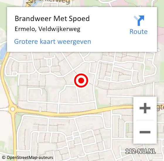 Locatie op kaart van de 112 melding: Brandweer Met Spoed Naar Ermelo, Veldwijkerweg op 26 november 2024 20:42