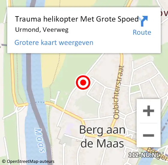 Locatie op kaart van de 112 melding: Trauma helikopter Met Grote Spoed Naar Urmond, Veerweg op 26 november 2024 20:44