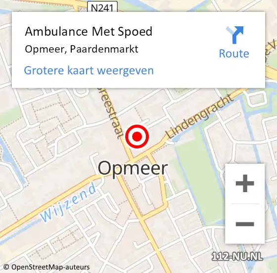 Locatie op kaart van de 112 melding: Ambulance Met Spoed Naar Opmeer, Paardenmarkt op 26 november 2024 20:56