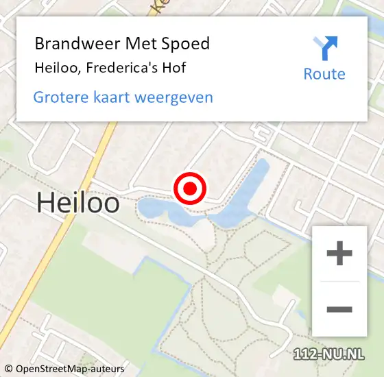 Locatie op kaart van de 112 melding: Brandweer Met Spoed Naar Heiloo, Frederica's Hof op 26 november 2024 21:09