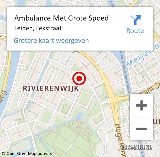 Locatie op kaart van de 112 melding: Ambulance Met Grote Spoed Naar Leiden, Lekstraat op 26 november 2024 22:34