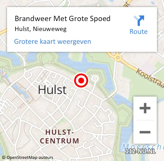 Locatie op kaart van de 112 melding: Brandweer Met Grote Spoed Naar Hulst, Nieuweweg op 26 november 2024 22:53