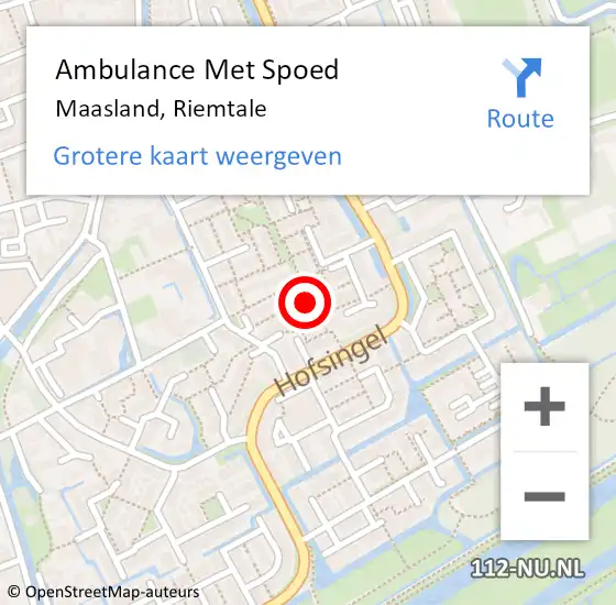 Locatie op kaart van de 112 melding: Ambulance Met Spoed Naar Maasland, Riemtale op 26 november 2024 22:53