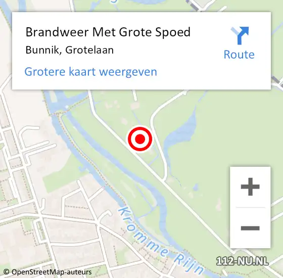 Locatie op kaart van de 112 melding: Brandweer Met Grote Spoed Naar Bunnik, Grotelaan op 26 november 2024 23:00