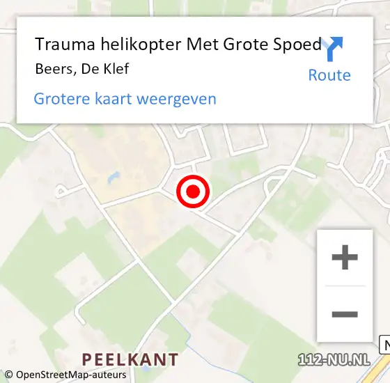 Locatie op kaart van de 112 melding: Trauma helikopter Met Grote Spoed Naar Beers, De Klef op 26 november 2024 23:06