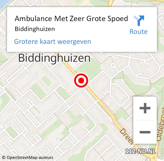 Locatie op kaart van de 112 melding: Ambulance Met Zeer Grote Spoed Naar Biddinghuizen op 26 november 2024 23:26