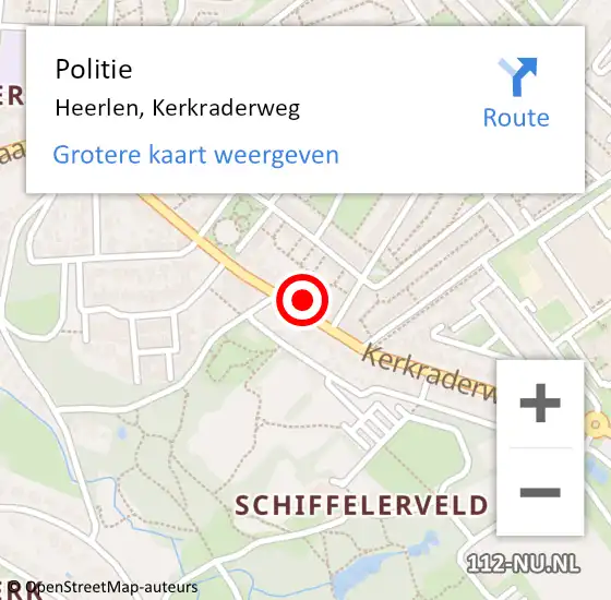 Locatie op kaart van de 112 melding: Politie Heerlen, Kerkraderweg op 26 november 2024 23:38