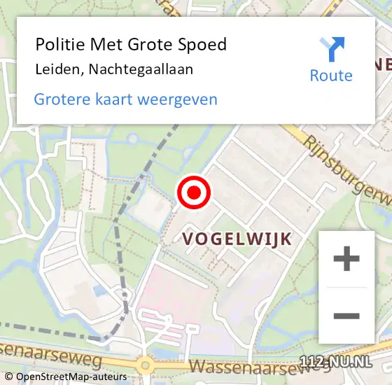 Locatie op kaart van de 112 melding: Politie Met Grote Spoed Naar Leiden, Nachtegaallaan op 26 november 2024 23:53