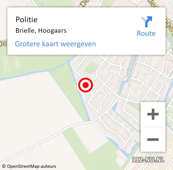 Locatie op kaart van de 112 melding: Politie Brielle, Hoogaars op 27 november 2024 00:44