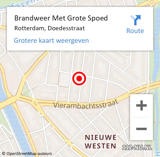 Locatie op kaart van de 112 melding: Brandweer Met Grote Spoed Naar Rotterdam, Doedesstraat op 27 november 2024 01:01