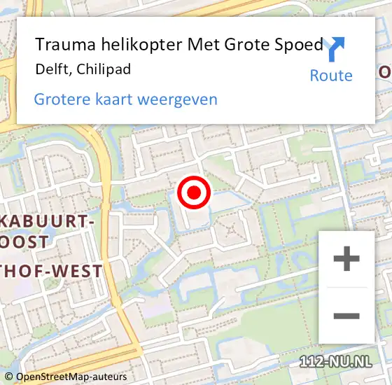 Locatie op kaart van de 112 melding: Trauma helikopter Met Grote Spoed Naar Delft, Chilipad op 27 november 2024 01:46