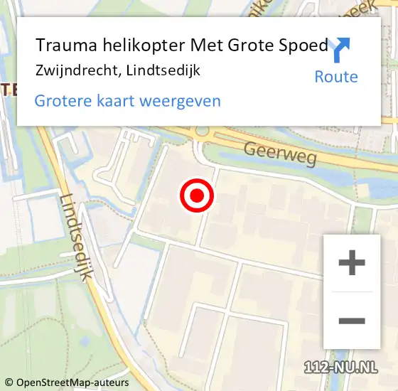 Locatie op kaart van de 112 melding: Trauma helikopter Met Grote Spoed Naar Zwijndrecht, Lindtsedijk op 27 november 2024 01:57