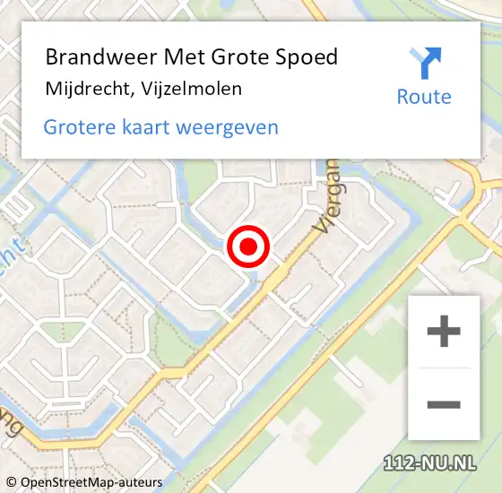 Locatie op kaart van de 112 melding: Brandweer Met Grote Spoed Naar Mijdrecht, Vijzelmolen op 27 november 2024 02:31