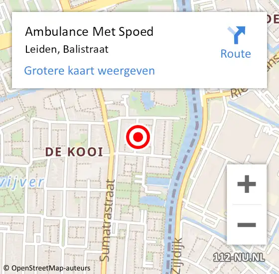 Locatie op kaart van de 112 melding: Ambulance Met Spoed Naar Oegstgeest, Balistraat op 27 november 2024 02:56