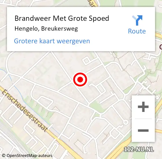 Locatie op kaart van de 112 melding: Brandweer Met Grote Spoed Naar Hengelo, Breukersweg op 27 november 2024 04:40