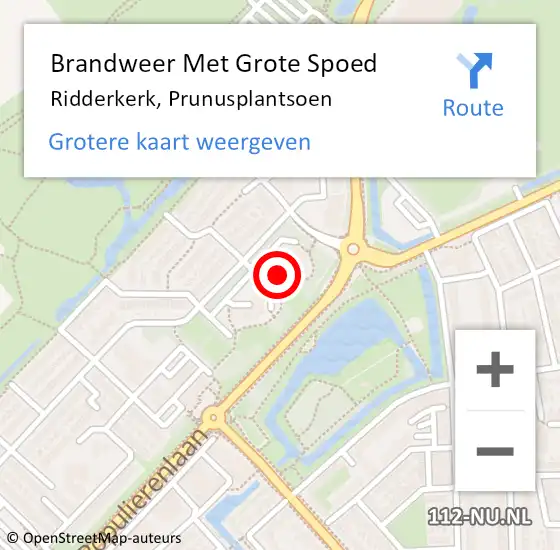 Locatie op kaart van de 112 melding: Brandweer Met Grote Spoed Naar Ridderkerk, Prunusplantsoen op 27 november 2024 05:39