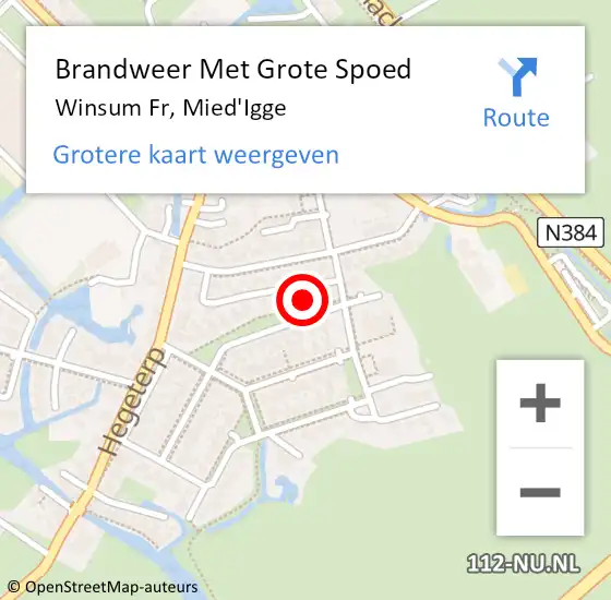 Locatie op kaart van de 112 melding: Brandweer Met Grote Spoed Naar Winsum Fr, Mied'Igge op 19 oktober 2013 02:22