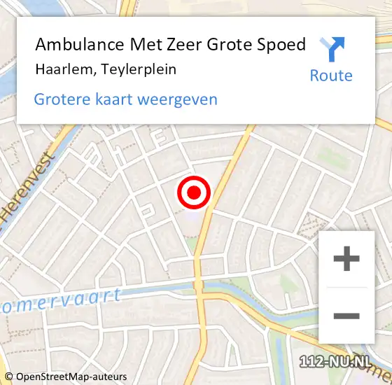 Locatie op kaart van de 112 melding: Ambulance Met Zeer Grote Spoed Naar Haarlem, Teylerplein op 27 november 2024 06:01