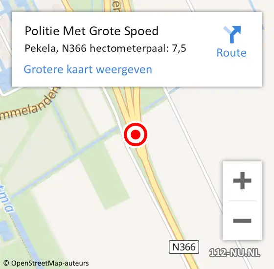 Locatie op kaart van de 112 melding: Politie Met Grote Spoed Naar Pekela, N366 hectometerpaal: 7,5 op 27 november 2024 06:12