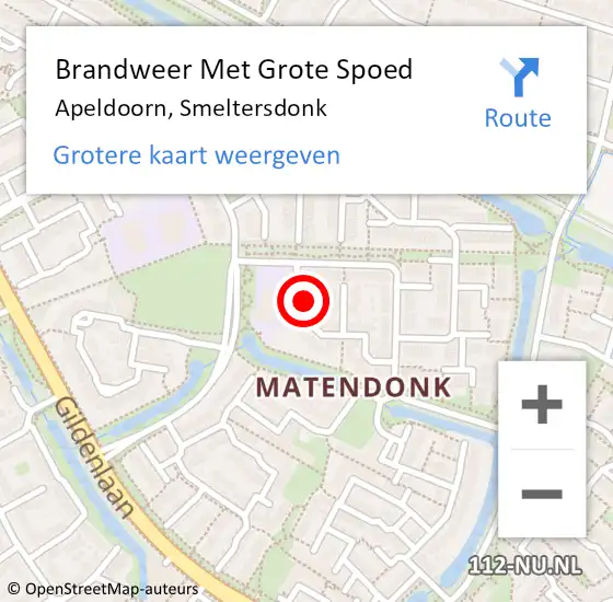 Locatie op kaart van de 112 melding: Brandweer Met Grote Spoed Naar Apeldoorn, Smeltersdonk op 27 november 2024 06:13