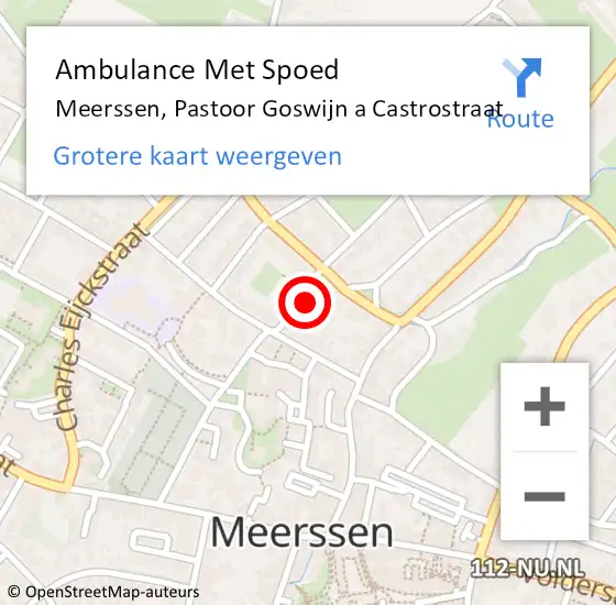 Locatie op kaart van de 112 melding: Ambulance Met Spoed Naar Meerssen, Pastoor Goswijn a Castrostraat op 28 oktober 2014 11:34