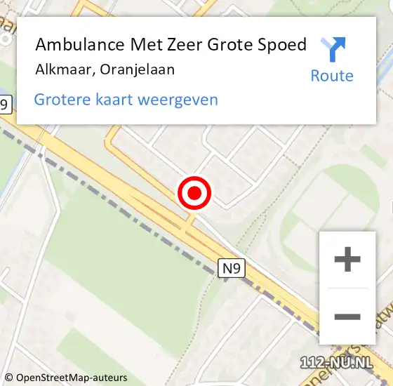 Locatie op kaart van de 112 melding: Ambulance Met Zeer Grote Spoed Naar Alkmaar, Oranjelaan op 27 november 2024 07:51