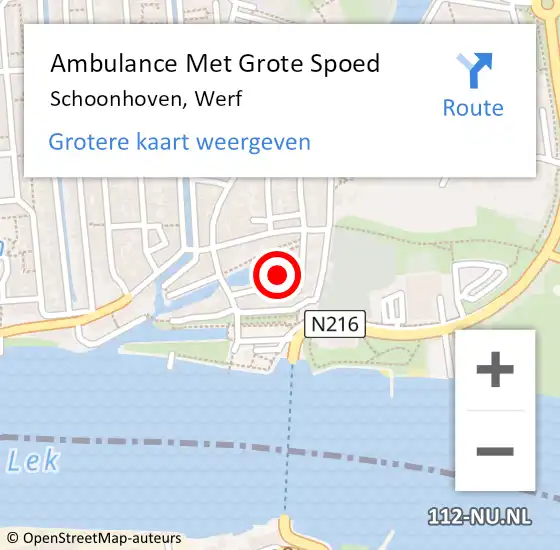 Locatie op kaart van de 112 melding: Ambulance Met Grote Spoed Naar Schoonhoven, Werf op 27 november 2024 07:59