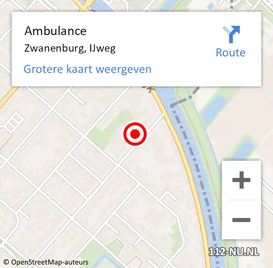 Locatie op kaart van de 112 melding: Ambulance Zwanenburg, IJweg op 27 november 2024 08:13