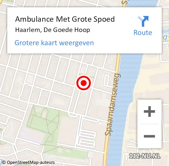 Locatie op kaart van de 112 melding: Ambulance Met Grote Spoed Naar Haarlem, De Goede Hoop op 27 november 2024 08:19