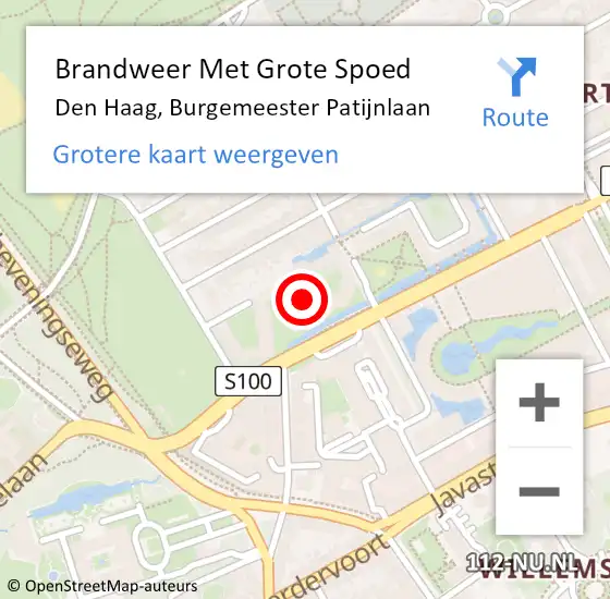 Locatie op kaart van de 112 melding: Brandweer Met Grote Spoed Naar Den Haag, Burgemeester Patijnlaan op 27 november 2024 08:20