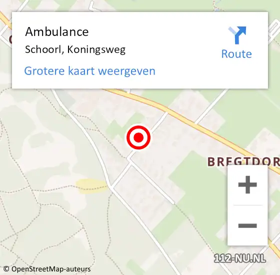 Locatie op kaart van de 112 melding: Ambulance Schoorl, Koningsweg op 27 november 2024 08:44