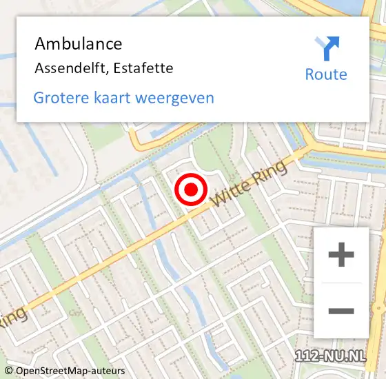 Locatie op kaart van de 112 melding: Ambulance Assendelft, Estafette op 27 november 2024 08:46