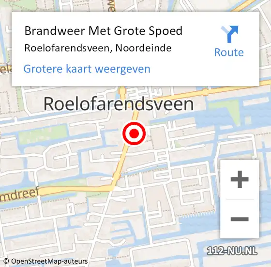 Locatie op kaart van de 112 melding: Brandweer Met Grote Spoed Naar Roelofarendsveen, Noordeinde op 27 november 2024 08:51