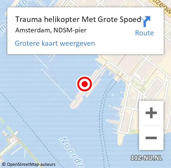 Locatie op kaart van de 112 melding: Trauma helikopter Met Grote Spoed Naar Amsterdam, NDSM-pier op 27 november 2024 09:07