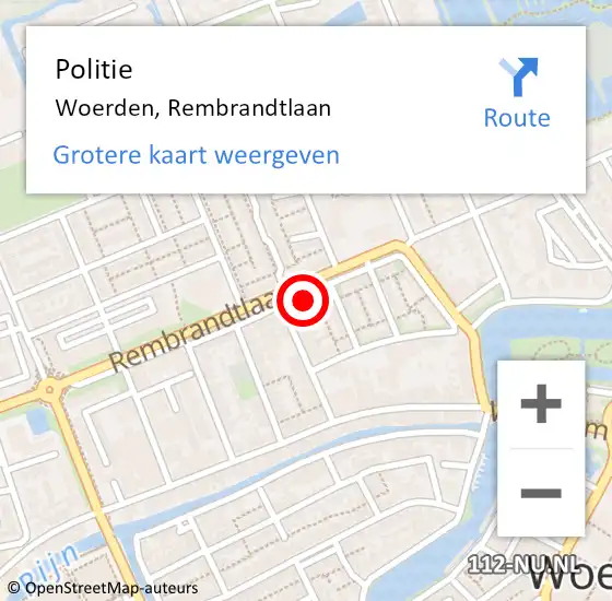 Locatie op kaart van de 112 melding: Politie Woerden, Rembrandtlaan op 27 november 2024 09:22