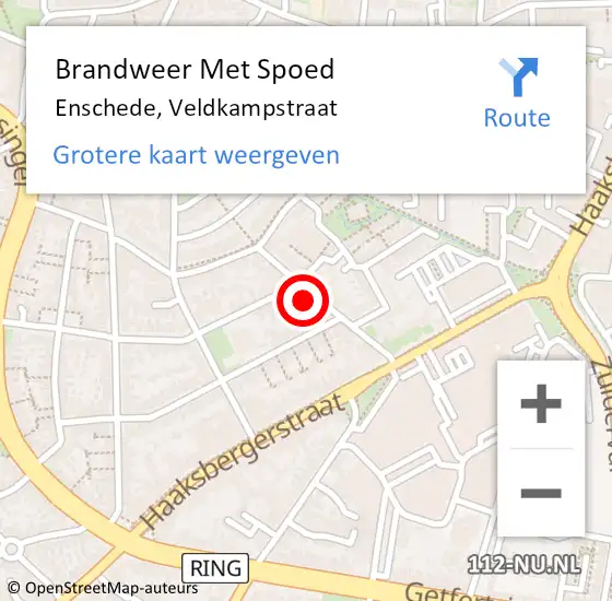 Locatie op kaart van de 112 melding: Brandweer Met Spoed Naar Enschede, Veldkampstraat op 27 november 2024 09:35