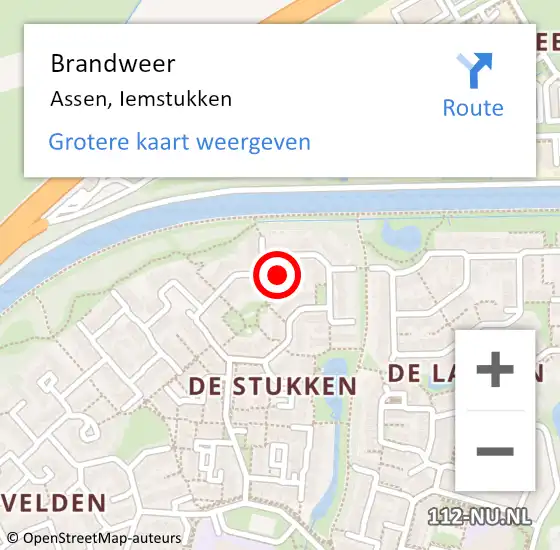 Locatie op kaart van de 112 melding: Brandweer Assen, Iemstukken op 27 november 2024 10:16