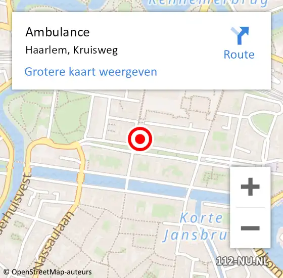 Locatie op kaart van de 112 melding: Ambulance Haarlem, Kruisweg op 27 november 2024 10:17