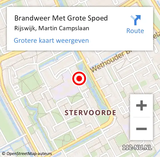 Locatie op kaart van de 112 melding: Brandweer Met Grote Spoed Naar Rijswijk, Martin Campslaan op 27 november 2024 10:21