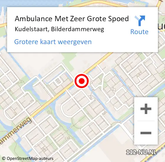 Locatie op kaart van de 112 melding: Ambulance Met Zeer Grote Spoed Naar Kudelstaart, Bilderdammerweg op 27 november 2024 10:27