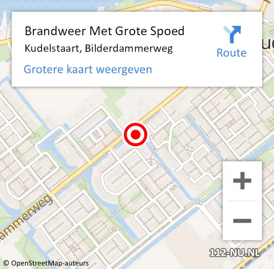 Locatie op kaart van de 112 melding: Brandweer Met Grote Spoed Naar Kudelstaart, Bilderdammerweg op 27 november 2024 10:27