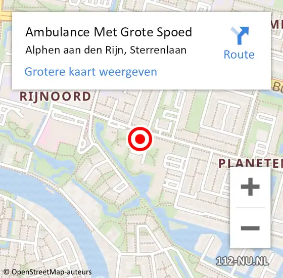 Locatie op kaart van de 112 melding: Ambulance Met Grote Spoed Naar Alphen aan den Rijn, Sterrenlaan op 27 november 2024 11:00