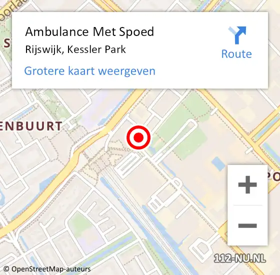 Locatie op kaart van de 112 melding: Ambulance Met Spoed Naar Rijswijk, Kessler Park op 27 november 2024 11:24