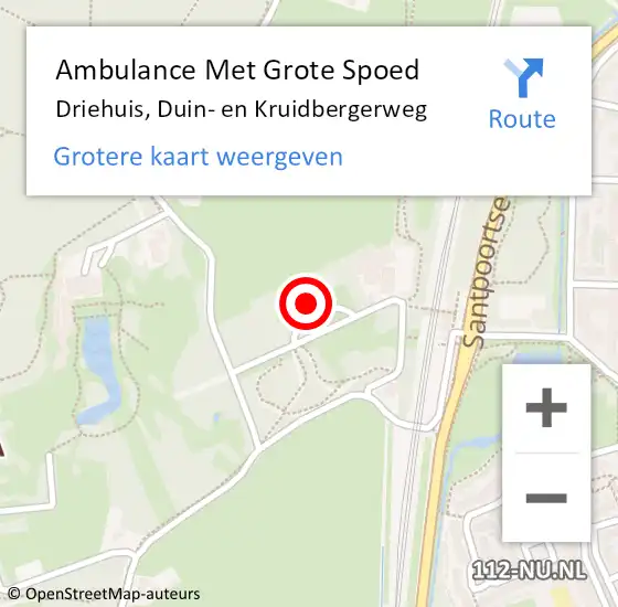 Locatie op kaart van de 112 melding: Ambulance Met Grote Spoed Naar Driehuis, Duin- en Kruidbergerweg op 27 november 2024 11:27